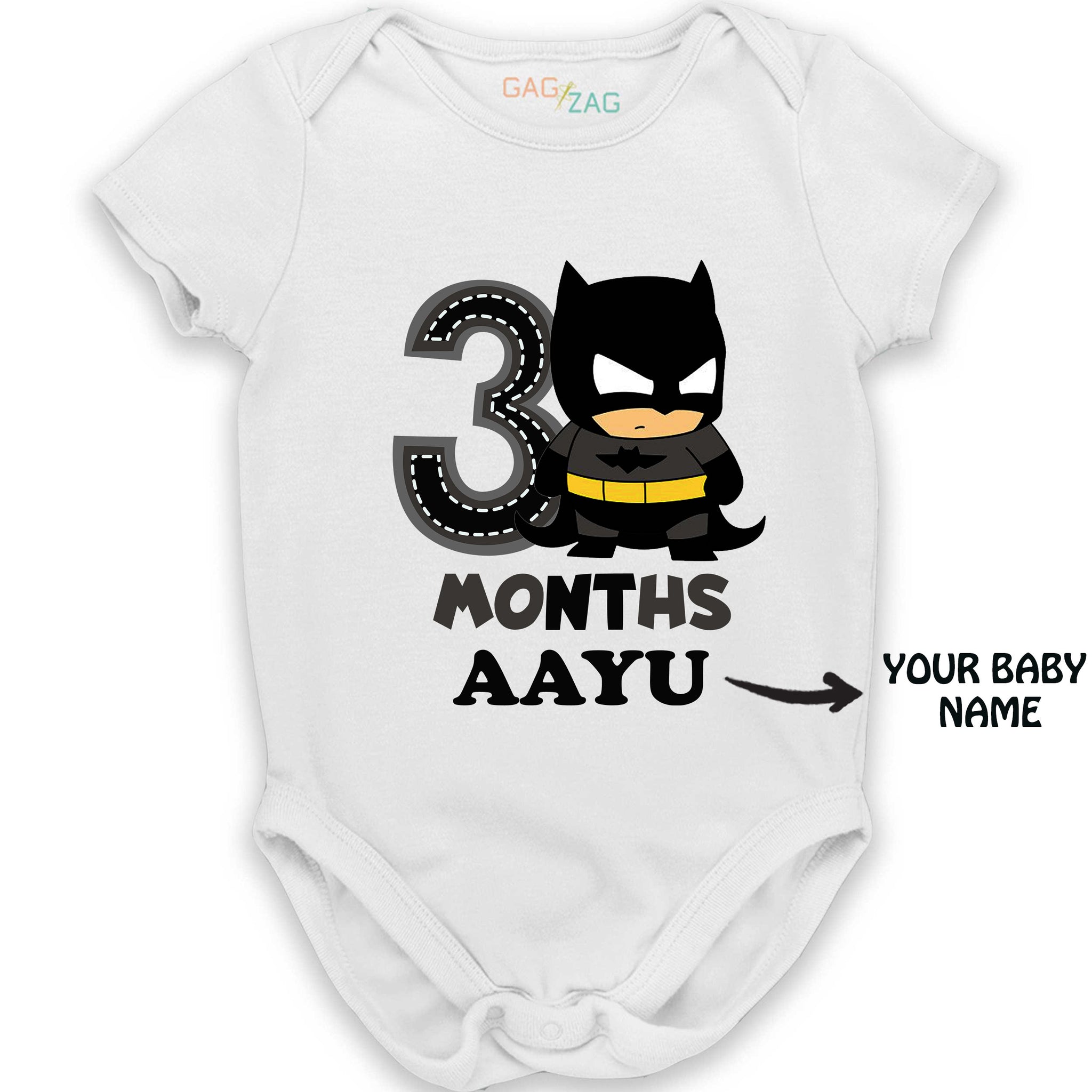 SuperHero Theme Monthly Birthday Cotton Half Sleeves Romper - 3 Months Old