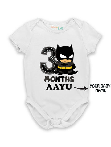 SuperHero Theme Monthly Birthday Cotton Half Sleeves Romper - 3 Months Old