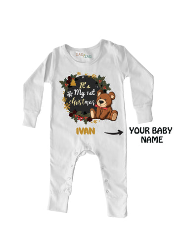 Its My First Christmas - Customised Christmas Full Length Baby Romper