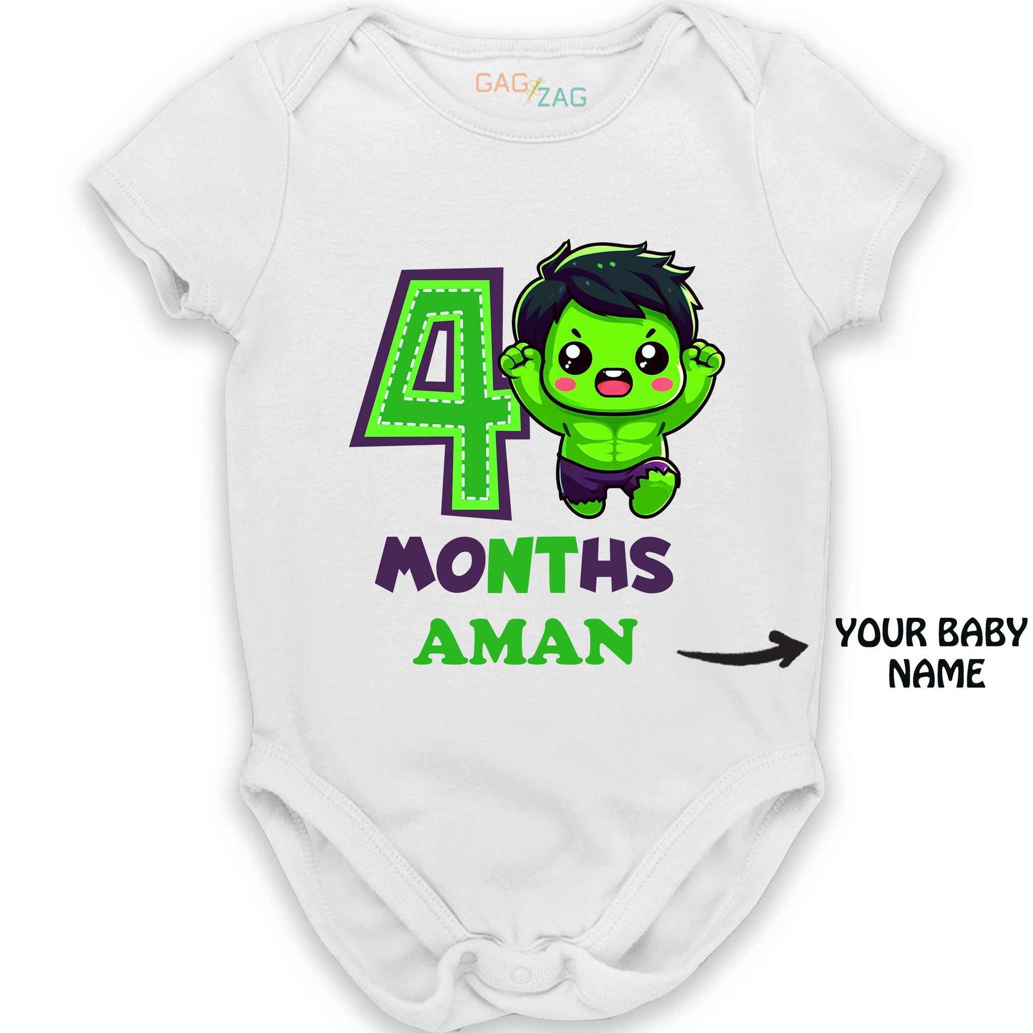 SuperHero Theme Monthly Birthday Cotton Half Sleeves Romper - 4 Months Old