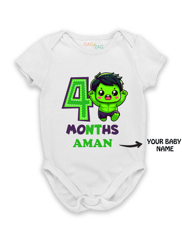 SuperHero Theme Monthly Birthday Cotton Half Sleeves Romper - 4 Months Old